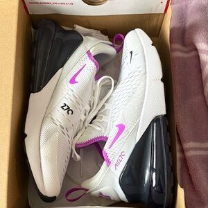 Nike Air Max 270 Girls Sneakers - White and Purple size 6.5